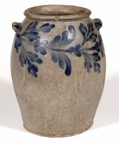 STAMPED "H. SMITH & CO.", ALEXANDRIA, VIRGINIA DECORATED STONEWARE JAR