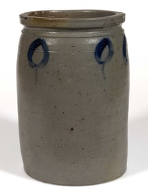 IMPORTANT "E.J. MILLER / ALEXA", ALEXANDRIA, VIRGINIA DECORATED STONEWARE JAR