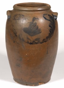 STAMPED "R BTT / W", RICHARD BUTT, WASHINGTON, DC DECORATED STONEWARE JAR