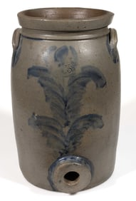 PARR FAMILY, RICHMOND, VIRGINIA OR BALTIMORE, MARYLAND DECORATED STONEWARE WATER COOLER