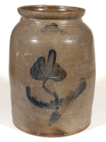 NEW ORLEANS, LOUISIANA MERCHANT'S DECORATED STONEWARE TABLE CHURN