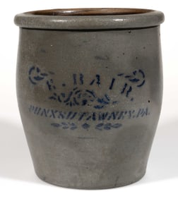WESTERN PENNSYLVANIA MERCHANT'S STENCILED STONEWARE CROCK