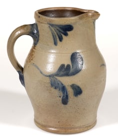 PHILADELPHIA, PENNSYLVANIA DECORATED STONEWARE PITCHER