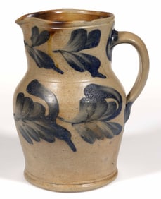 PHILADELPHIA, PENNSYLVANIA DECORATED STONEWARE PITCHER