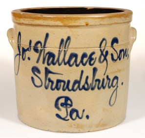 STAMPED STROUDSBURG, PENNSYLVANIA MERCHANT'S SCRIPT STONEWARE CROCK