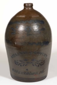 WESTERN PENNSYLVANIA STENCILED STONEWARE JUG