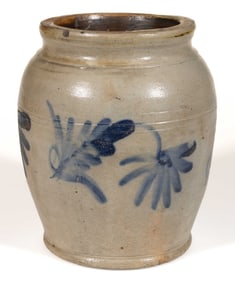 REMMEY FAMILY ATTRIBUTED, PHILADELPHIA, PENNSYLVANIA DECORATED STONEWARE JAR