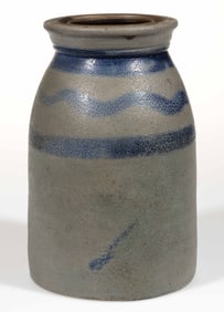 WESTERN PENNSYLVANIA DECORATED STONEWARE CANNER