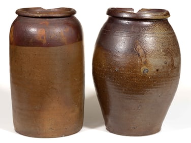 MID-ATLANTIC STONEWARE JARS, LOT OF TWO
