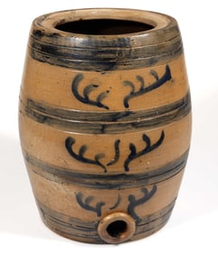 NEW ENGLAND DECORATED STONEWARE WATER COOLER