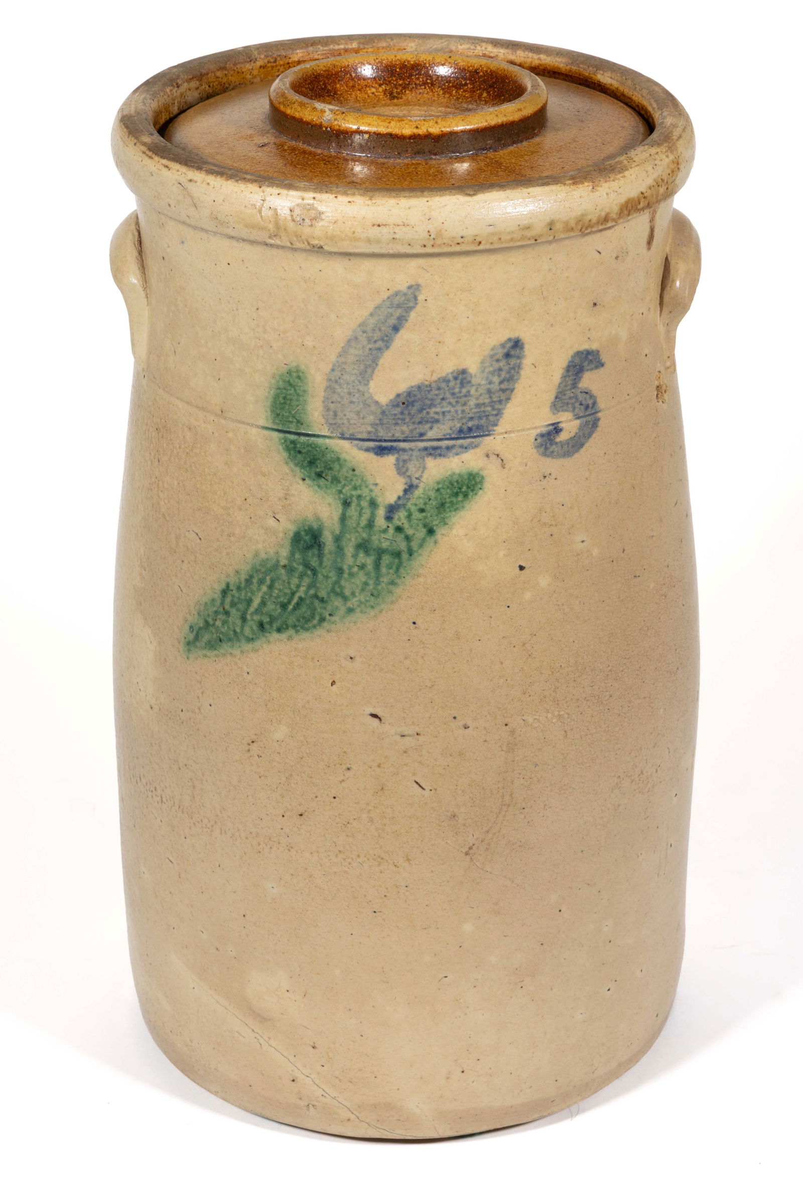 ARKANSAS / MIDWEST DECORATED STONEWARE CHURN (1 of 5)