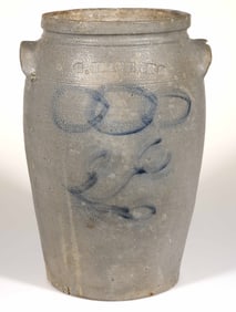 AMERICAN STAMPED "G. HAMERS" DECORATED STONEWARE JAR