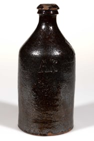 AMERICAN STAMPED "AK" EARTHENWARE / REDWARE BOTTLE