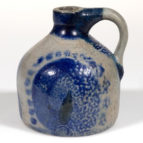 AMERICAN DECORATED DIMINUTIVE STONEWARE JUG