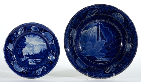 STAFFORDSHIRE AMERICAN AND CANADIAN VIEWS TRANSFER-PRINTED CERAMIC PLATES, LOT OF TWO