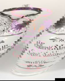 ENGLISH PEARLWARE PINK LUSTRE PRESENTATION JUG