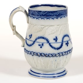 BRITISH PEARLWARE HAND-PAINTED CERAMIC MUG