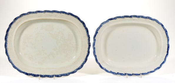 BRITISH EMBOSSED-EDGED CERAMIC PLATTERS, LOT OF TWO