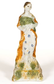 ENGLISH STAFFORDSHIRE PEARLWARE / PRATTWARE ALLEGORICAL AUTUMN CERAMIC FIGURE