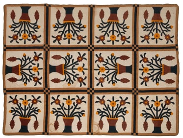 NORTH CAROLINA "VASE OF ROSES / FLOWERS" APPLIQUE QUILT