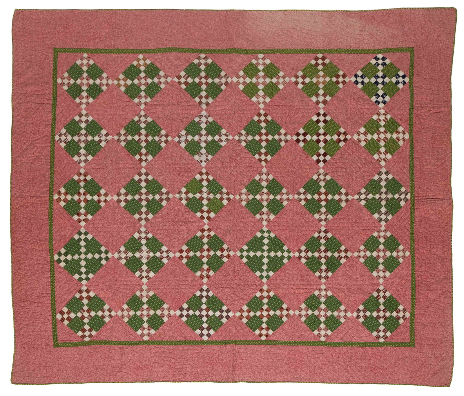 OHIO ATTRIBUTED "DOUBLE NINE PATCH" PIECED QUILT (1 of 6)