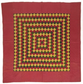 AMERICAN DATED "TRIP AROUND THE WORLD" PIECED QUILT