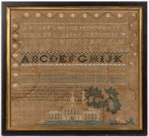 SISTER FRANCES'S SCHOOL, SOUTH HANOVER, AMERICAN PICTORIAL NEEDLEWORK SAMPLER