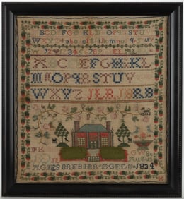 SCOTTISH ATTRIBUTED PICTORIAL NEEDLEWORK SAMPLER