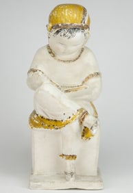 AMERICAN CHALKWARE OVERSIZED FIGURE OF A SITTING GIRL