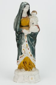 AMERICAN CHALKWARE MADONNA AND CHILD FIGURE