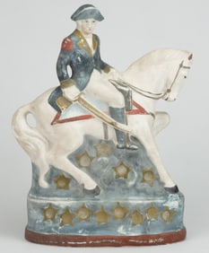 AMERICAN CHALKWARE FIGURE OF GEORGE WASHINGTON ON HORSEBACK