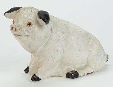 AMERICAN CHALKWARE FIGURAL PIG BANK