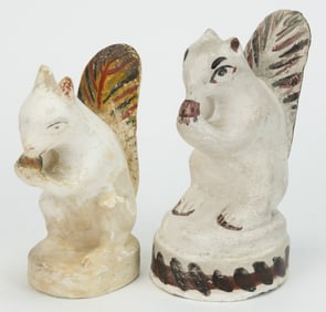 AMERICAN CHALKWARE SQUIRREL FIGURES, LOT OF TWO