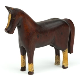 AMERICAN, POSSIBLY VIRGINIA, FOLK ART CARVED AND PAINTED HORSE FIGURE