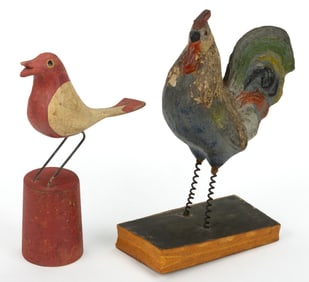 ASSORTED FOLK ART FIGURAL FOWL ARTICLES, LOT OF TWO
