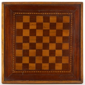 AMERICAN FOLK ART INLAID WOODEN GAME BOARD