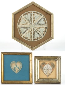 FOLK ART CUT-WORK / SCHERENSCHNITTE VALENTINES, LOT OF THREE