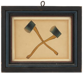AMERICAN, POSSIBLY OHIO, FOLK ART DRAWING OF AXES