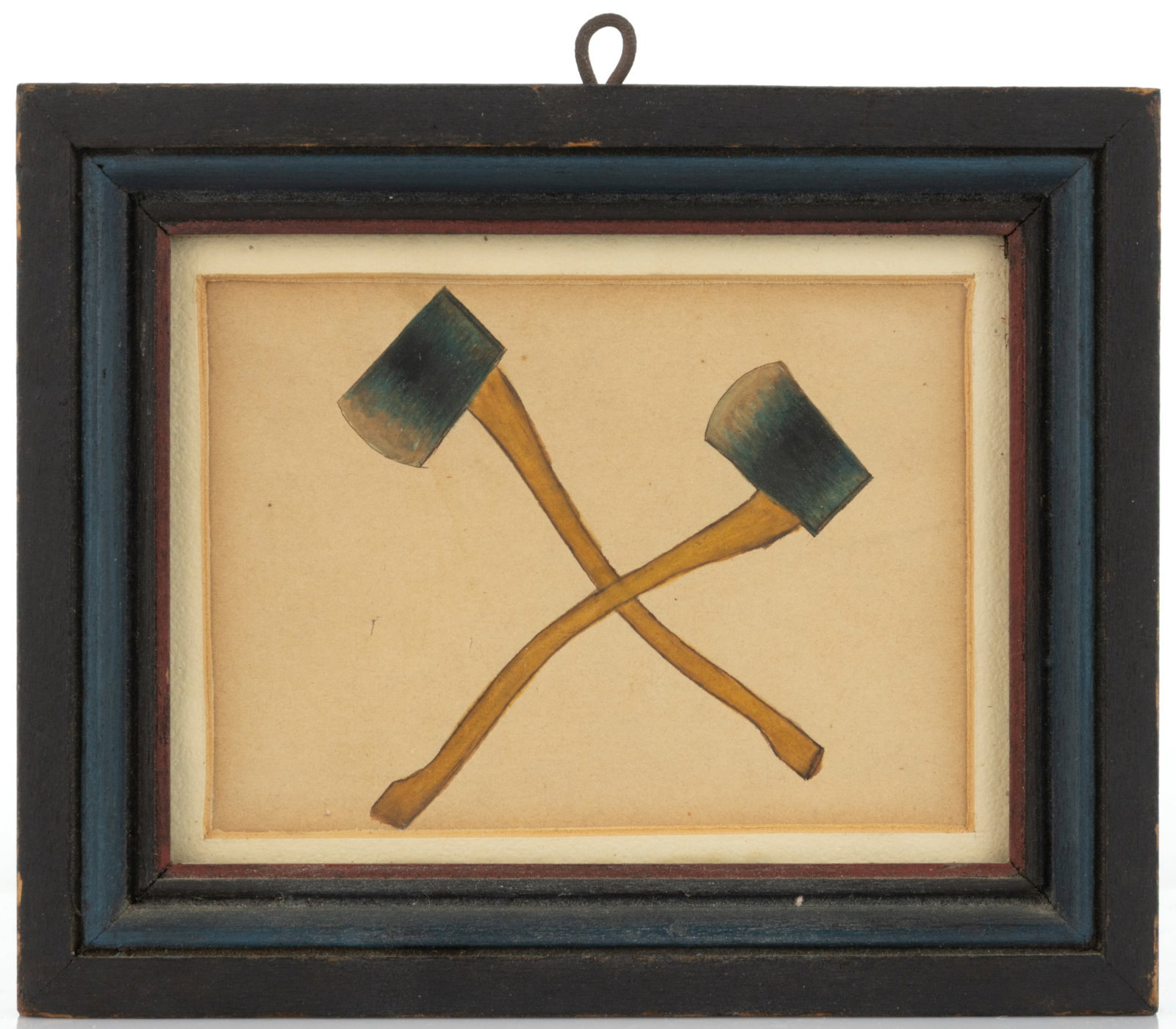 AMERICAN, POSSIBLY OHIO, FOLK ART DRAWING OF AXES (1 of 2)