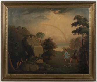 AMERICAN SCHOOL (19TH CENTURY) FOLK ART ALLEGORICAL PAINTING