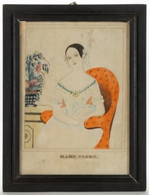 AMERICAN SCHOOL (19TH CENTURY) FOLK ART PORTRAIT OF A WOMAN