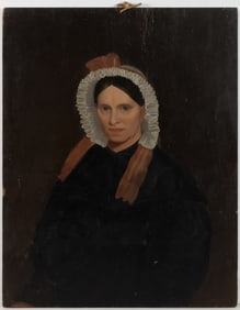 AMERICAN SCHOOL (19TH CENTURY) FOLK ART PORTRAIT OF A WOMAN