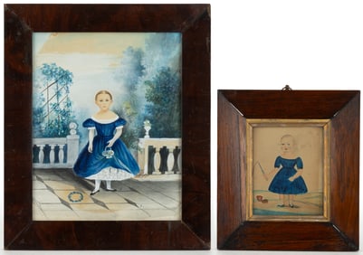 AMERICAN OR BRITISH SCHOOL (19TH CENTURY) FOLK ART PORTRAITS, LOT OF TWO