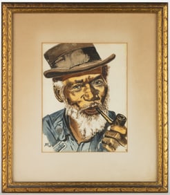 SOUTH CAROLINA FOLK ART PORTRAIT OF AN AFRICAN AMERICAN VIRGINIA GENTLEMAN
