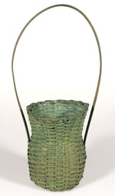 PAGE / ROCKINGHAM CO., SHENANDOAH VALLEY OF VIRGINIA DIMINUTIVE PAINTED STAVE-TYPE WOVEN-SPLINT