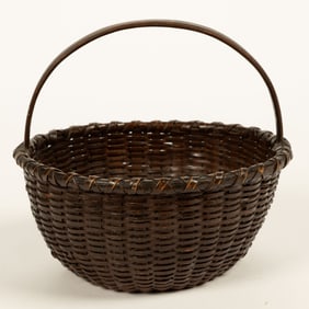 PAGE / ROCKINGHAM CO., SHENANDOAH VALLEY OF VIRGINIA DIMINUTIVE STAVE-TYPE WOVEN-SPLINT BASKET