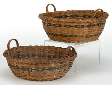 PAGE / ROCKINGHAM CO., SHENANDOAH VALLEY OF VIRGINIA STAVE-TYPE WOVEN-SPLINT SEWING BASKETS, LOT OF