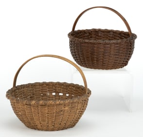 PAGE / ROCKINGHAM CO., SHENANDOAH VALLEY OF VIRGINIA DIMINUTIVE STAVE-TYPE WOVEN-SPLINT BASKETS, LOT