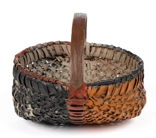 VALLEY OF VIRGINIA POLYCHROME-PAINTED DIMINUTIVE RIB-TYPE WOVEN-SPLINT BASKET