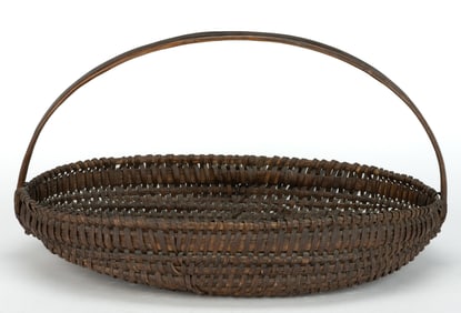 WYTHE CO., VALLEY OF VIRGINIA, ATTRIBUTED, RIB-TYPE WOVEN-SPLINT TRAY / HERB BASKET